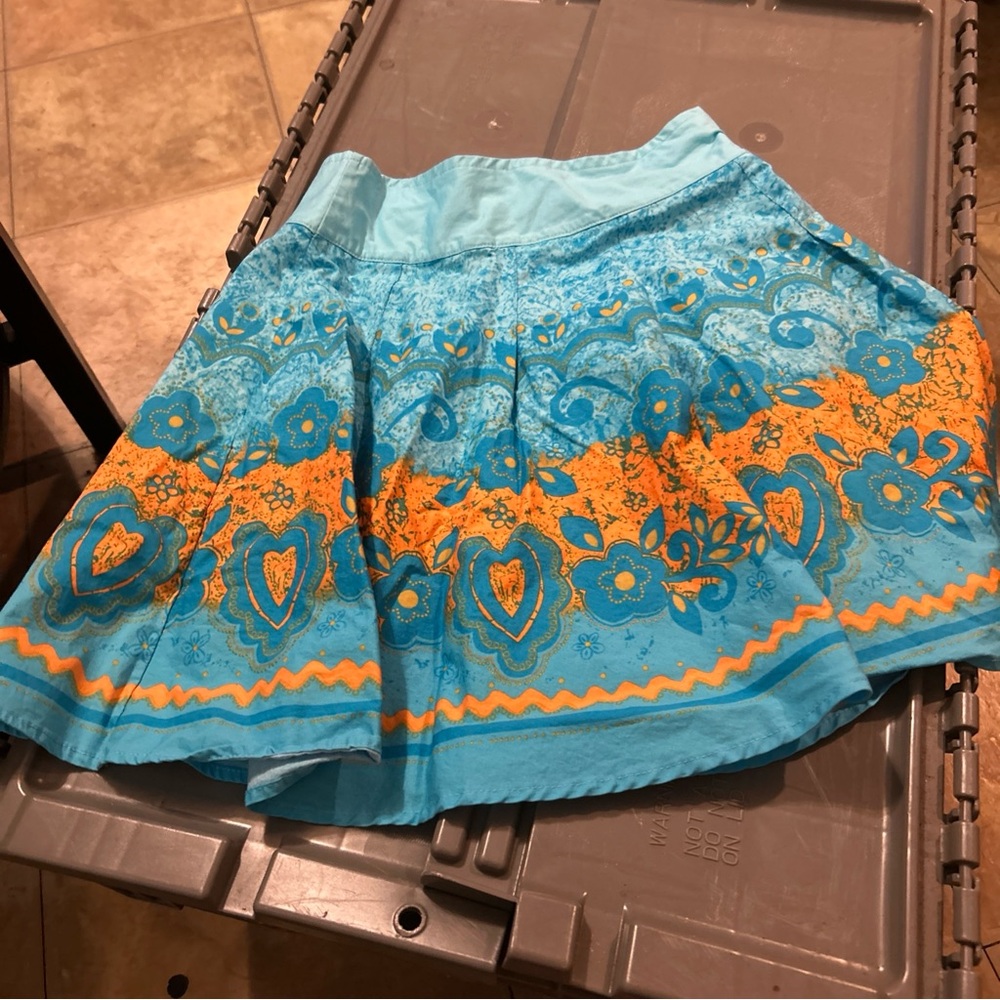 George Blue and Orange Floral Skater Skirt